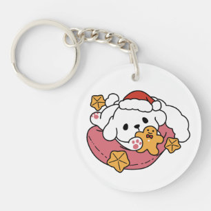 Laat de feestvreugde los - Schattigee hondenkerst Sleutelhanger