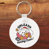Laat de feestvreugde los - Schattigee hondenkerst Sleutelhanger (Voorkant)