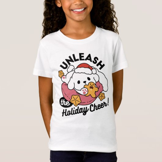Laat de feestvreugde los - Schattigee hondenkerst T-shirt (Voorkant)