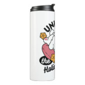 Laat de feestvreugde los - Schattigee hondenkerst Thermosbeker (Gedraaid links)