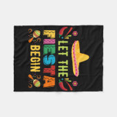 Laat de Fiesta beginnen Grappige Cinco de Mayo Mex Fleece Deken (Voorkant (Horizontaal))
