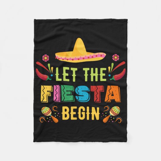 Laat de Fiesta beginnen Grappige Cinco de Mayo Mex Fleece Deken (Voorkant)