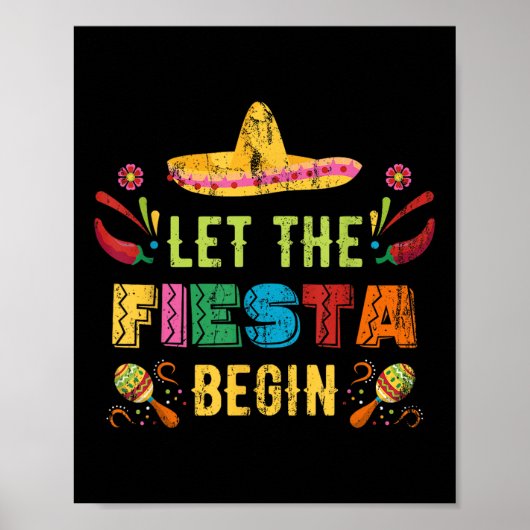 Laat de Fiesta beginnen Grappige Cinco de Mayo Mex Poster (Voorkant)