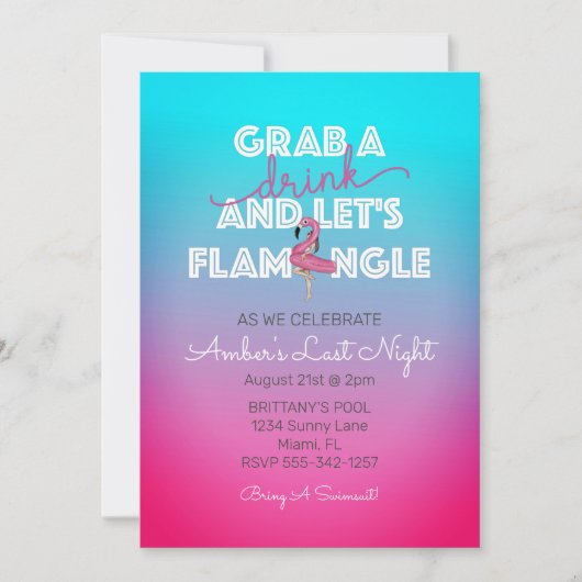 Laat de Flamingle Summer Pool Bachelorette Party r Kaart (Voorkant)