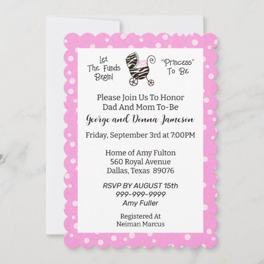 Laat de Fondsen Beginnen “PRINSES” Uitnodiging (Voorkant)