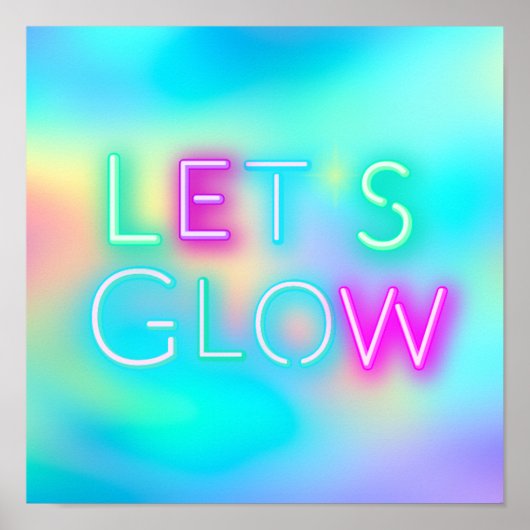 Laat de gloW Neon Festival Party Rave Dance Trance Poster (Voorkant)