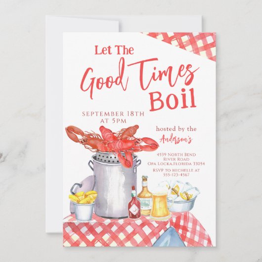 Laat de goede tijd Crawfish Boil Seafood Boil Part Kaart (Voorkant)