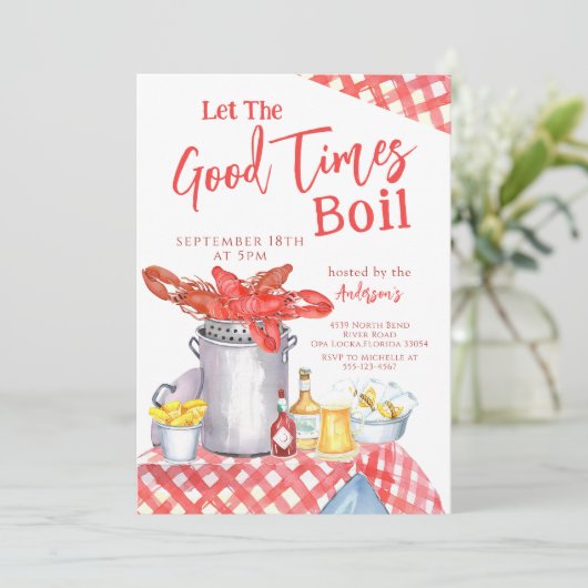 Laat de goede tijd Crawfish Boil Seafood Boil Part Kaart (Staand voorkant)