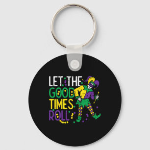 Laat de goede tijd rollen Jester kraal Funny Mardi Sleutelhanger