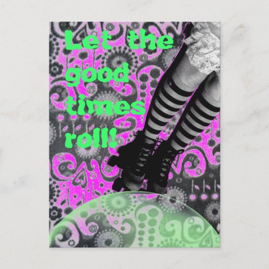 Laat de goede tijden draaien! Uitnodiging briefkaa (Voorkant)