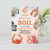 Laat de goede tijden koken zeevruchten verjaardags kaart (Staand voorkant)