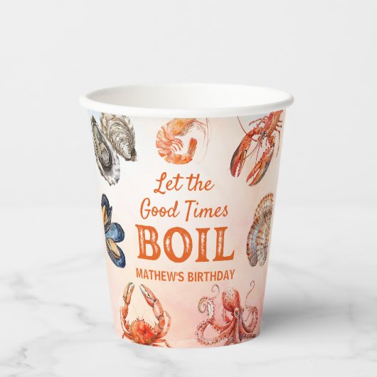 Laat de goede tijden koken zeevruchten verjaardags papieren bekers (Voorkant)