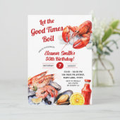 Laat de goede tijden koken zeevruchten volwassen v kaart (Staand voorkant)