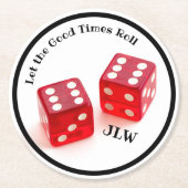 Laat de Goede Tijden met Initialen rollen Ronde Kartonnen Onderzetter (Voorkant)