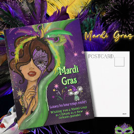 Laat de goede tijden rollen Fancy Mardi Gras Feestdagenkaart