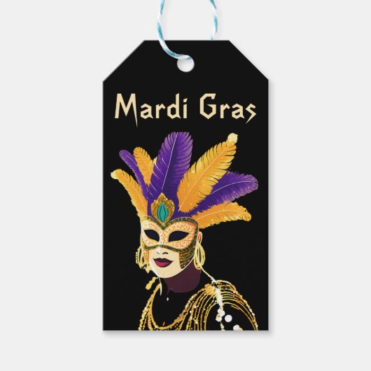 Laat de goede tijden rollen: Mardi Gras Celebratio Cadeaulabel (Voorkant)