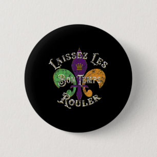 Laat De Goede Tijden Rollen Mardi Gras Fleur De L Ronde Button 5,7 Cm