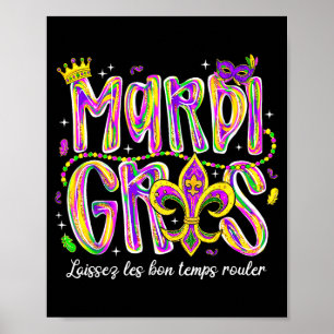 Laat de goede tijden rollen Mardi Gras kralen Fleu Poster