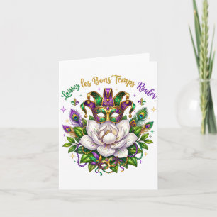 Laat de goede tijden rollen Mardi Gras Masker Kaart
