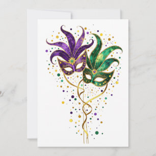 Laat de goede tijden rollen Mardi Gras-maskers Kaart