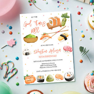 Laat de goede tijden rollen Sushi Feest Verjaardag Kaart