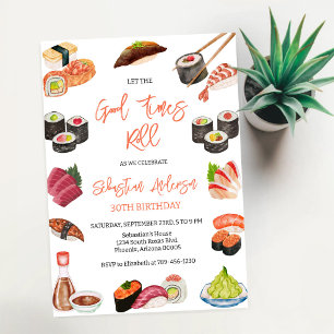 Laat de goede tijden rollen Sushi Feest Verjaardag Kaart
