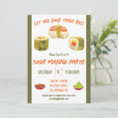 Laat de goede tijden rollen, Sushi themafeest Kaart (Staand voorkant)