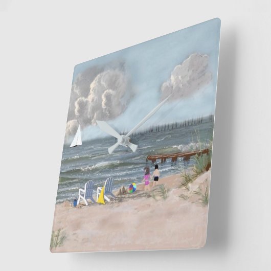 Laat de golven je voeten raken 1... vierkante wand vierkante klok (Hoek)