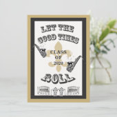 Laat de Good Times Roll Graduation Party Kaart (Staand voorkant)