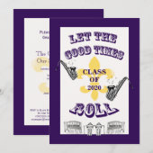 Laat de Good Times Roll Graduation Party Paars Kaart (Voorkant / Achterkant)
