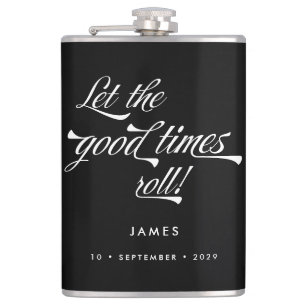 Laat de Good Times Roll Retro  Groomsmen Heupfles