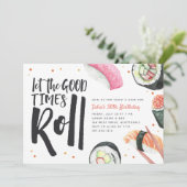 Laat de Good Times Roll Sushi Birthday Party Kaart (Staand voorkant)