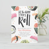 Laat de Good Times rollen | Sushi Birthday Party Kaart (Staand voorkant)