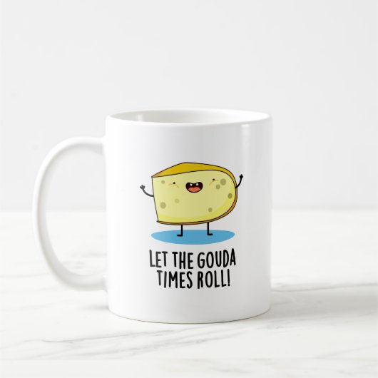 Laat de Gouda Times Roll Funny Cheese Pun Koffiemok (Links)