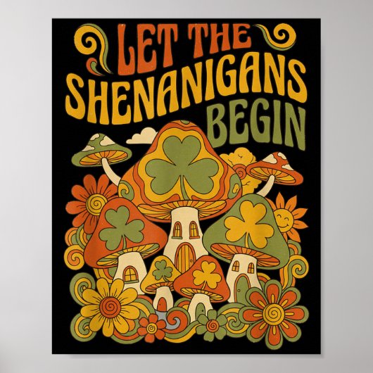 Laat de grapjes beginnen paddenstoel retro st poster (Voorkant)