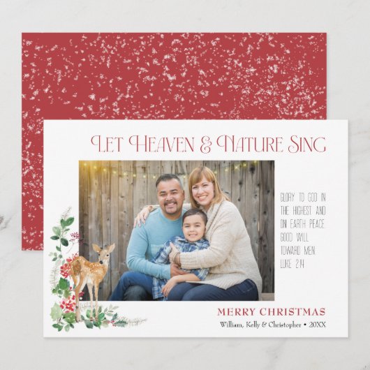 Laat de Hemel & de Natuur Klinken Plat Kerstkaart (Voorkant / Achterkant)