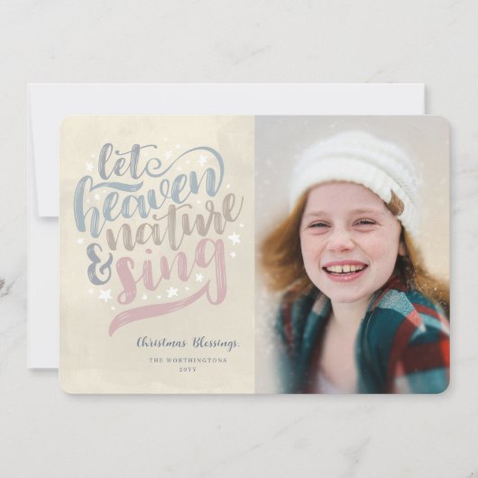 Laat de hemel en de Natuur Religieuze Kerst zingen Feestdagenkaart (Voorkant)