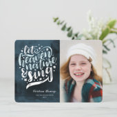 Laat de hemel en de Natuur Religieuze Kerst zingen Feestdagenkaart (Staand voorkant)