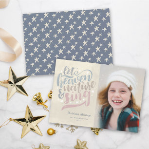 Laat de hemel en de Natuur Religieuze Kerst zingen Feestdagenkaart