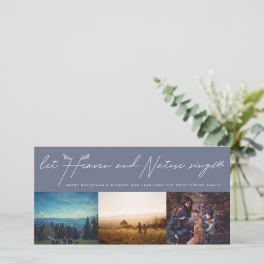 Laat de hemel en de Natuur Religieuze kerstfoto zi Feestdagenkaart (Staand voorkant)