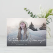 Laat de hemel en de Natuur Religieuze kerstfoto zi Feestdagenkaart (Staand voorkant)