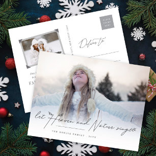 Laat de hemel en de Natuur Religieuze kerstfoto zi Feestdagenkaart