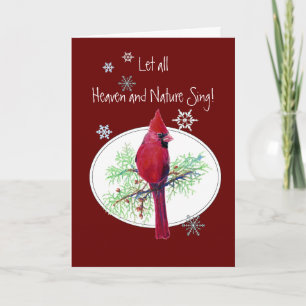 Laat de Hemel en de Natuur Schriftuur Kerstmis Vog Feestdagen Kaart