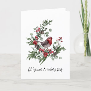 Laat de hemel en de Natuur Sing Robin Wreath Feestdagen Kaart