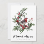 Laat de hemel en de Natuur Sing Robin Wreath Feestdagenkaart (Voorkant)