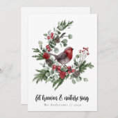 Laat de hemel en de Natuur Sing Robin Wreath Feestdagenkaart (Voorkant / Achterkant)