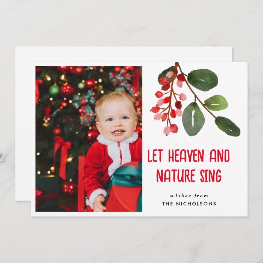 Laat de hemel en Natuur kerstscript zingen Feestdagenkaart (Voorkant / Achterkant)