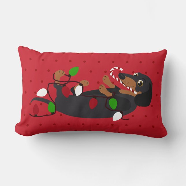 Laat de Holiday Cheer Cute Dachshund los Kussen (Voorkant)