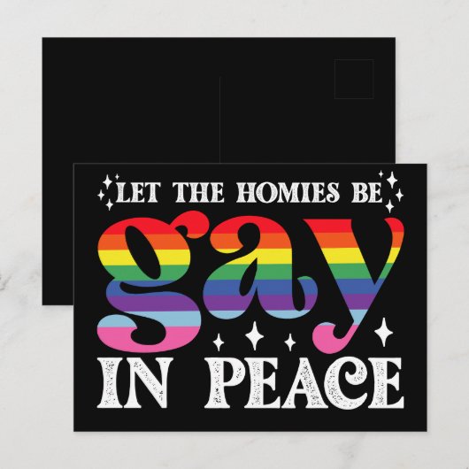 Laat de homies homo zijn in vrede LGBTQ Pride Briefkaart (Voorkant / Achterkant)