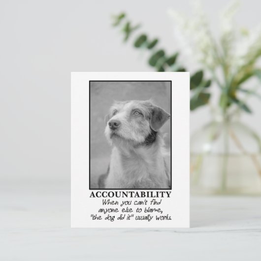 Laat de hond de schuld nemen van je farce briefkaart (Staand voorkant)